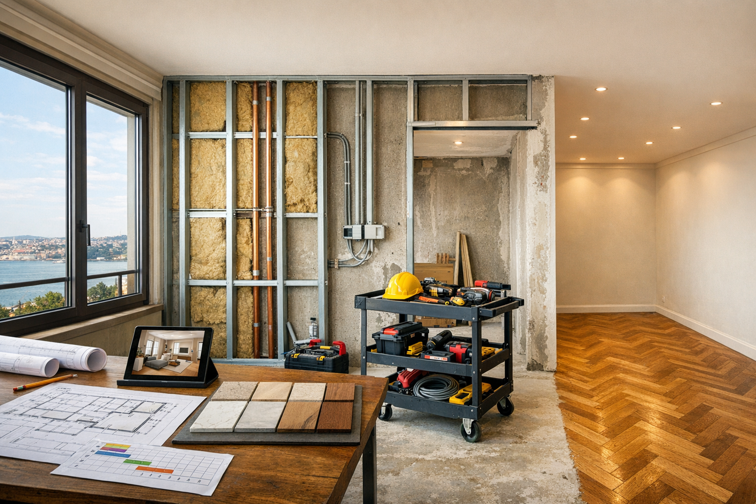 Ataşehir komple daire renovasyonu planlama ve uygulama aşamaları geniş açı görüntüsü